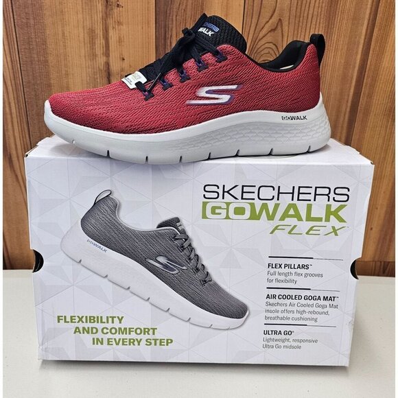 Skechers GoWalk Flex Quota Red Men's Athletic Shoes Size 8 - Picture 1 of 12